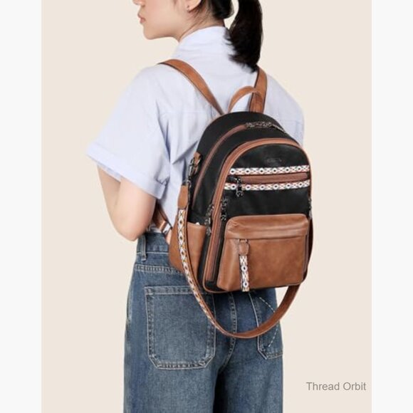 PU Leather Mini Backpack with 14 Pockets, RFID Protection, Water Resistant main image 6